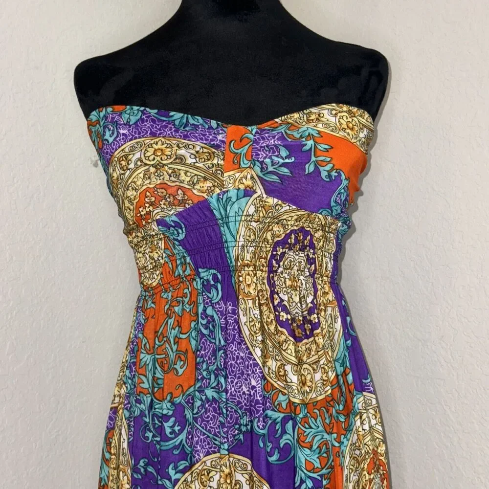Shui Si Qing Fit & Flare Dress Women's Medium Multicolor Floral Off The Shoulder